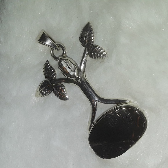 Tree of Life Shungite Herkimer Diamond Gemstone pendant Sterling Silver .925 - Picture 10 of 10